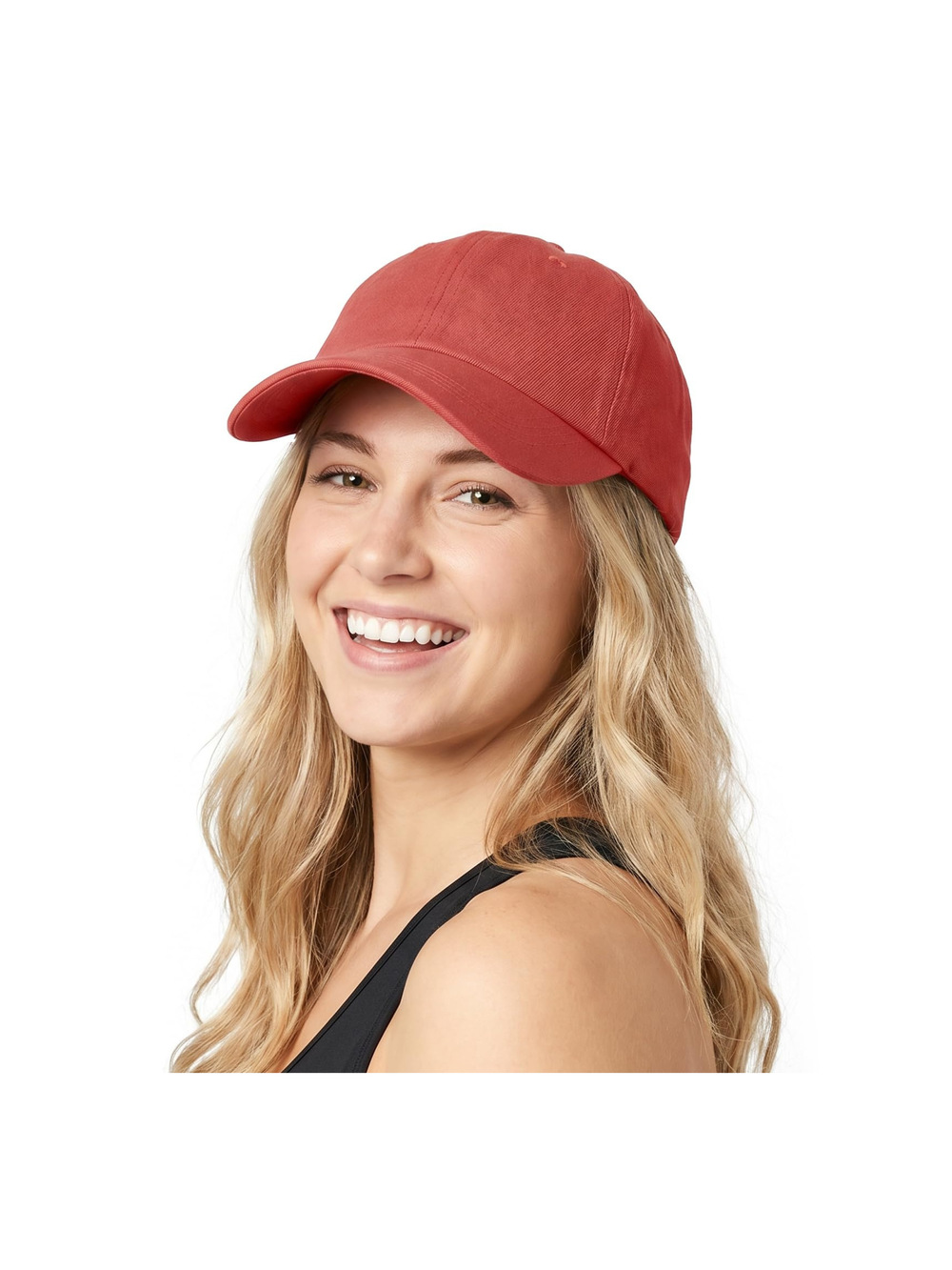 Womens Satin Lined Baseball Cap Washed Cotton Adjustable | Orange Red | Size OS